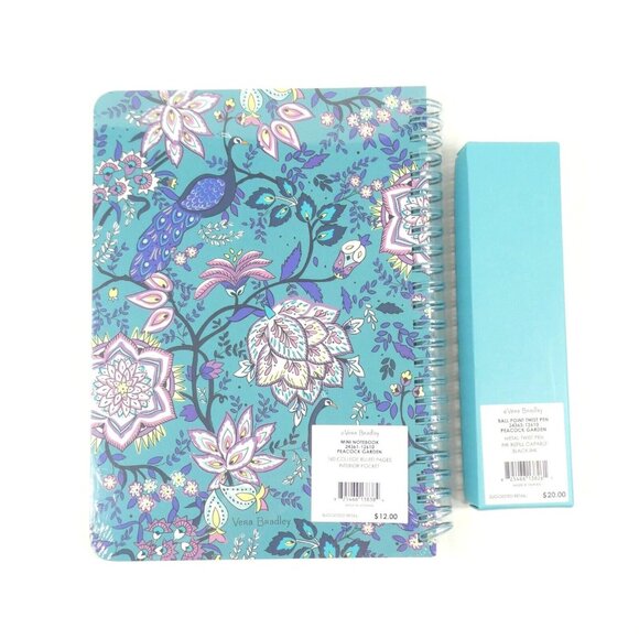 Vera Bradley Peacock Garden Mini Spiral Notebook & Ball Point Pen Set NWT - Picture 2 of 2